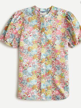 SOLD J Crew Women’s Size 4 Liberty Floral Print Smocked Blouse NWOT Puff Sleeve